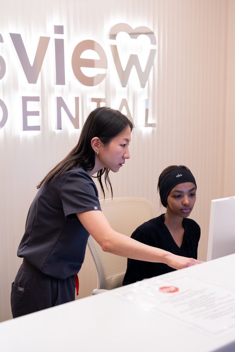 Kingsview Dental reception with illuminated logo